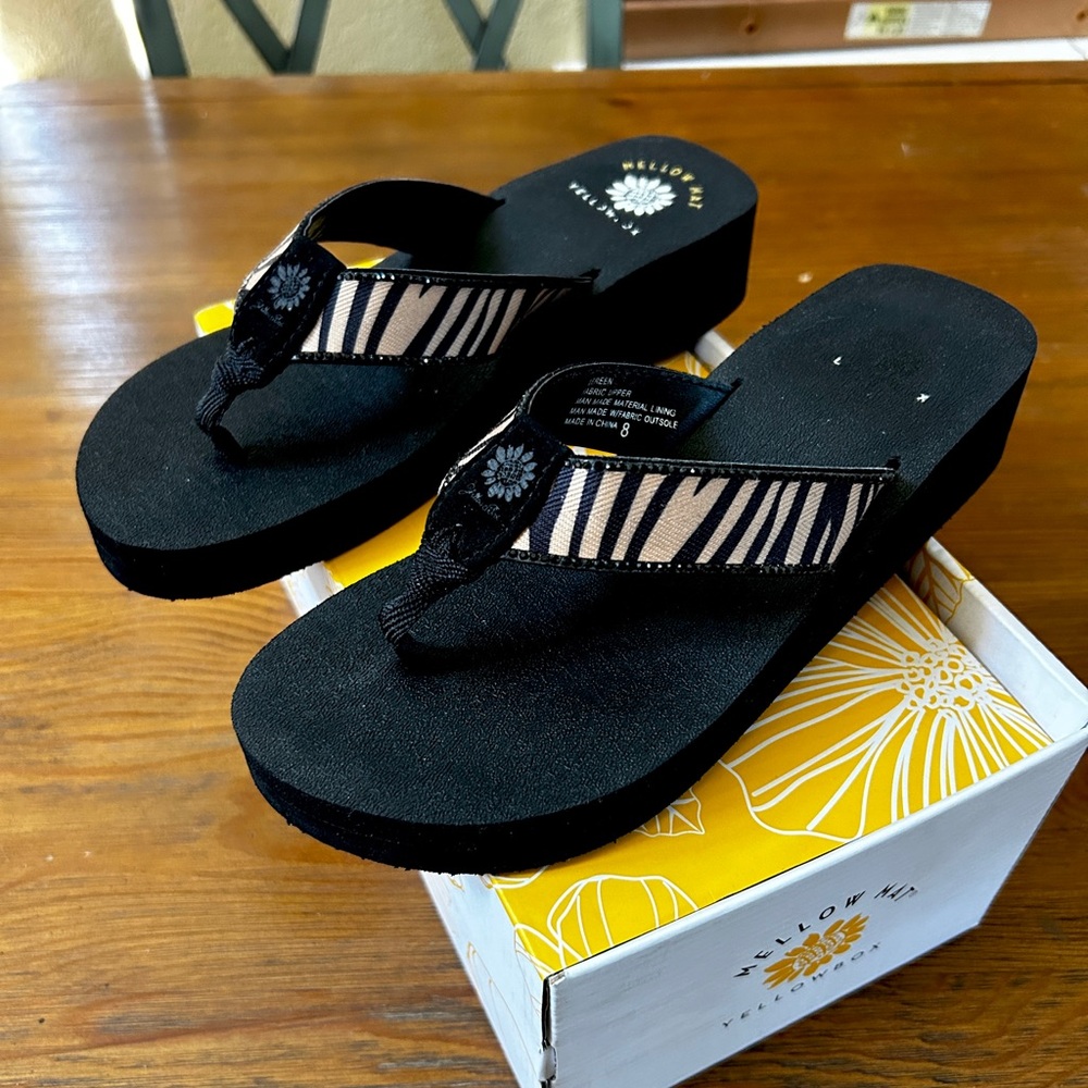 Yellow Box, Zebra Print Sandals with Wedge
